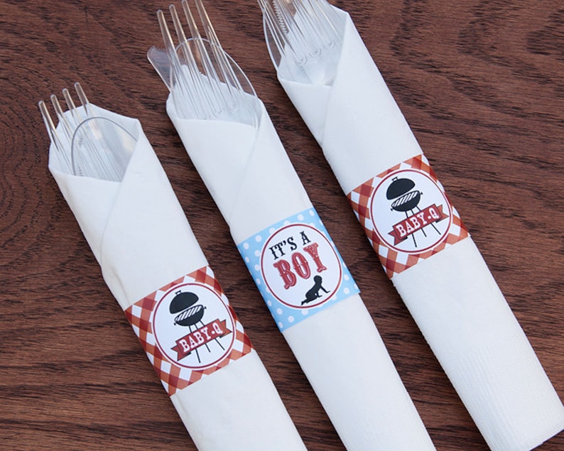 Bbq Baby Shower Napkin Wraps Babyq Shower Boy Napkin Rings Etsy