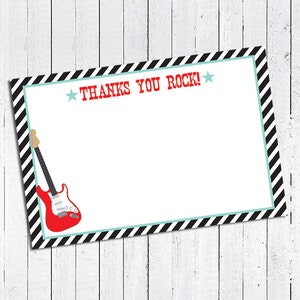 Rockstar Thank You Note Cards - Red, Mint, Black & White - INSTANT DOWNLOAD