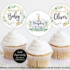 White Pumpkin Baby Shower Invitation, Fall Baby Shower, Little Pumpkin, Greenery Baby Shower Invitation, Plaid, Editable Invitation image 8