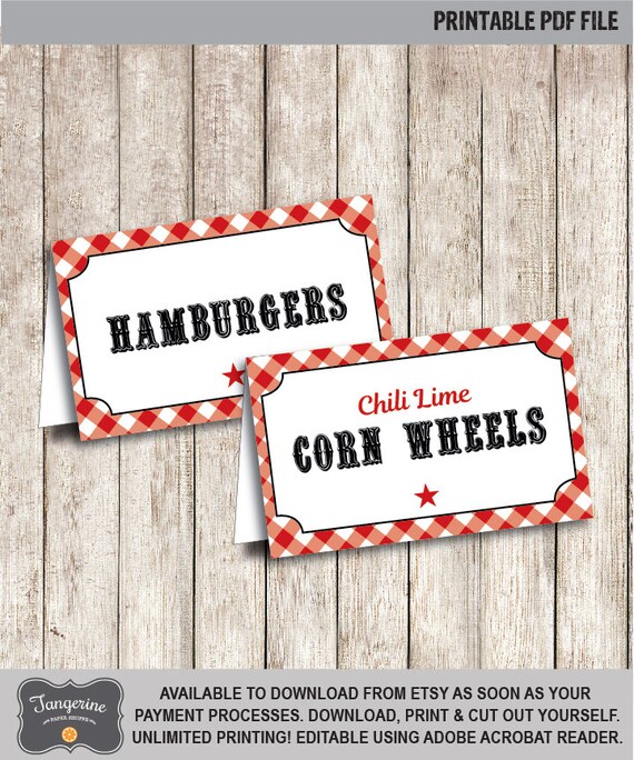 bbq food labels food tents printable baby q food labels place cards