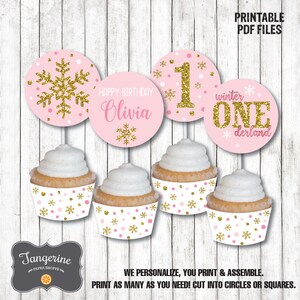 One Is Sweet Please Take A Treat Sign Printable, Dessert Table Winter Onederland Sign Pink and Gold, First Birthday, INSTANT DOWNLOAD image 9