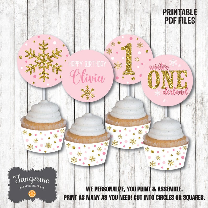 One Is Sweet Please Take A Treat Sign Printable, Dessert Table Winter Onederland Sign Pink and Gold, First Birthday, INSTANT DOWNLOAD image 9