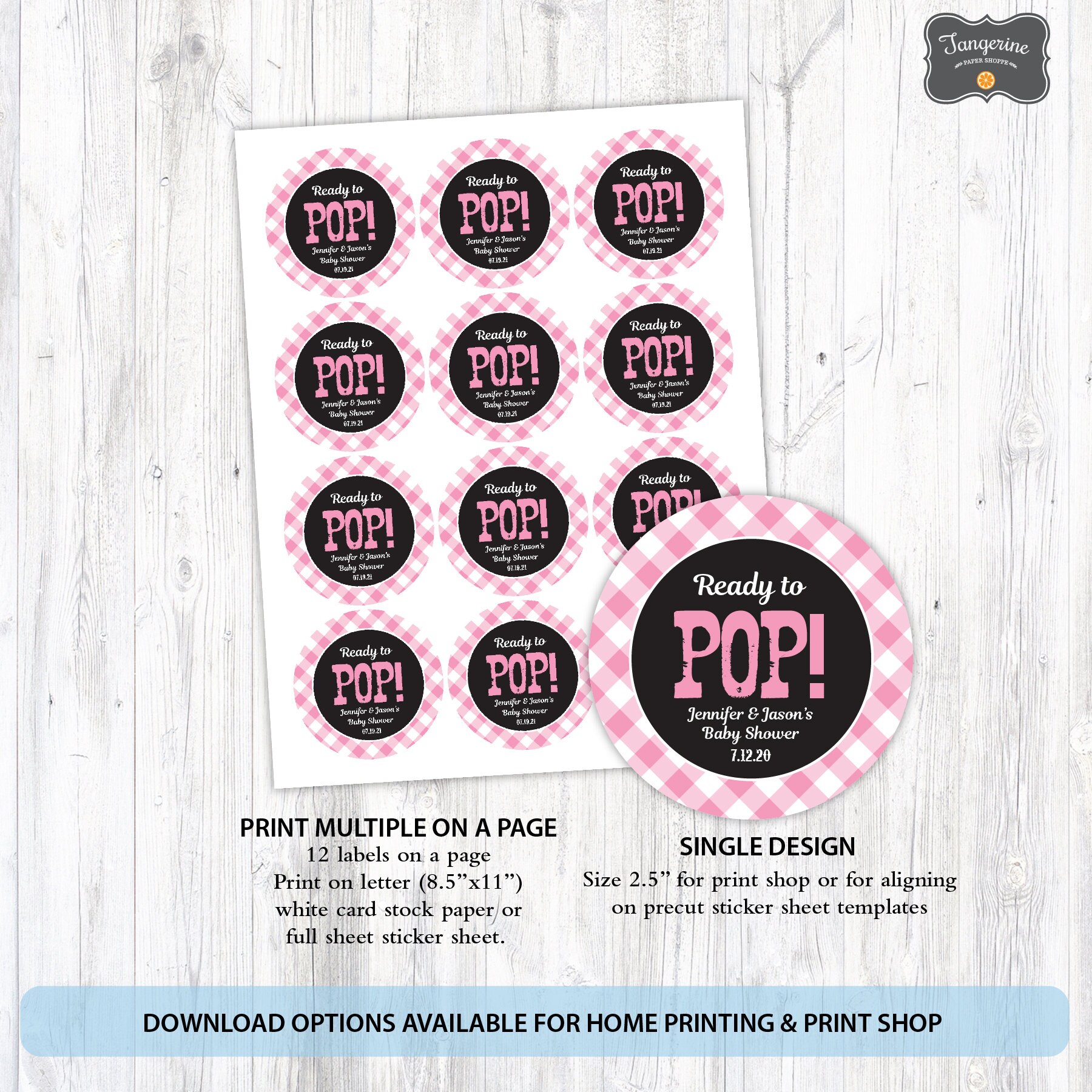 Adesivi pronti da scoppiare, bomboniere con popcorn per baby shower - Italia