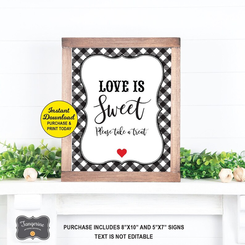 Love is Sweet Sign Printable, I do BBQ Dessert Sign, Favor Sign, Couples Wedding Shower, Bridal Shower, Backyard BBQ image 1