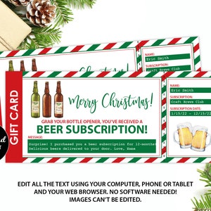 Bierabonnement Geschenkkarte, Bier Weihnachtsgeschenk, Mann Weihnachtsgeschenk, Bier club Geschenkkarte, Erfahrungsgeschenk, Geschenkkarte, Weihnachtsgeschenk