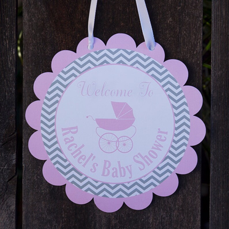 Carriage Baby Shower Door Hanger Girl Pink Image 0