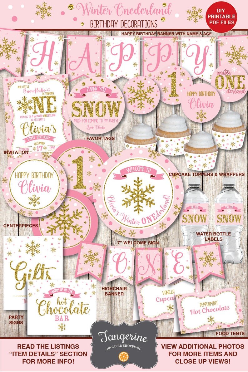 One Is Sweet Please Take A Treat Sign Printable, Dessert Table Winter Onederland Sign Pink and Gold, First Birthday, INSTANT DOWNLOAD image 2