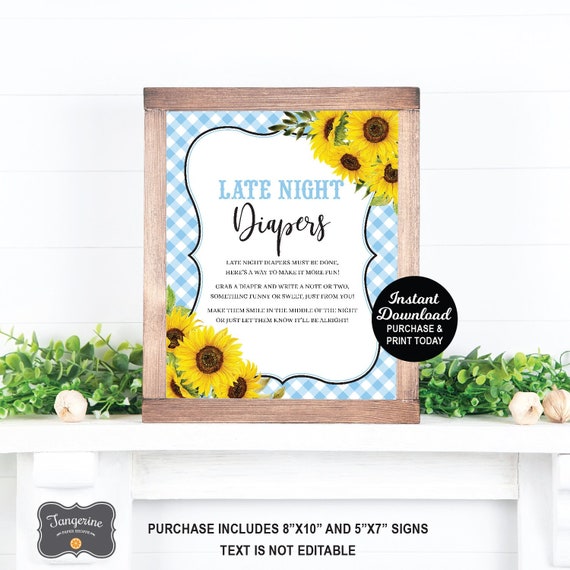 Baby Q Late Night Diapers Sign, Diaper Messages, Light Blue BBQ