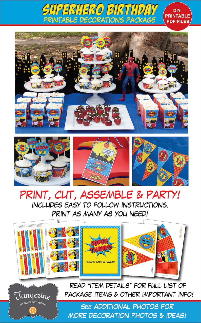 Superhero Birthday Decorations Superhero Party Decorations Etsy