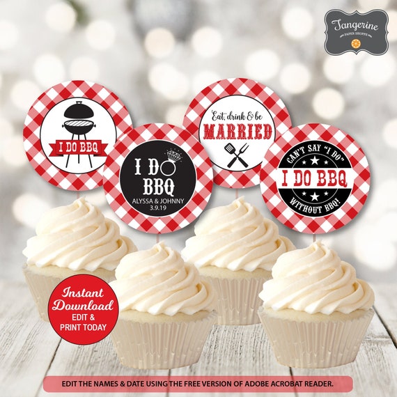 I Do Bbq Cupcake Toppers I Do Bbq Decorations I Do Bbq Etsy