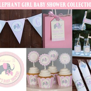 Elephant Baby Shower Diaper Raffle Cards Girl Baby Shower Printable Pink, Grey, Cream image 2