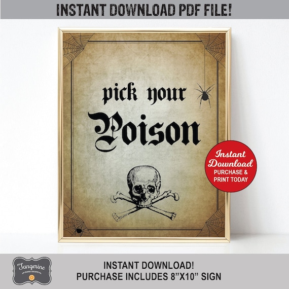 Halloween Bar Signs 2022 Pick Your Poison Sign Halloween Bar Sign Halloween Party Etsy India