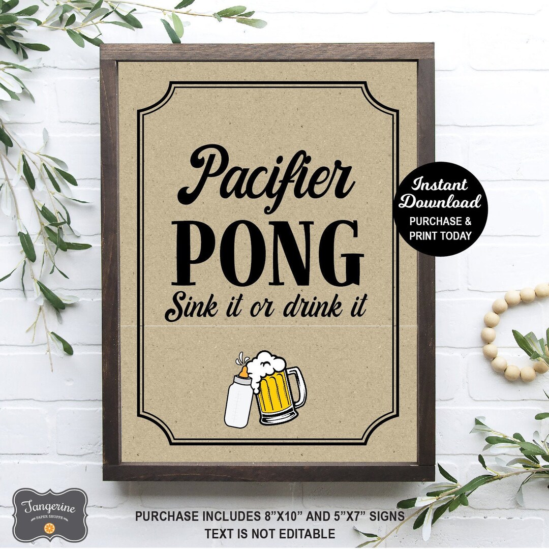 Pacifier Pong Game, A Baby is Brewing Game, Baby Shower Game, Pacifier