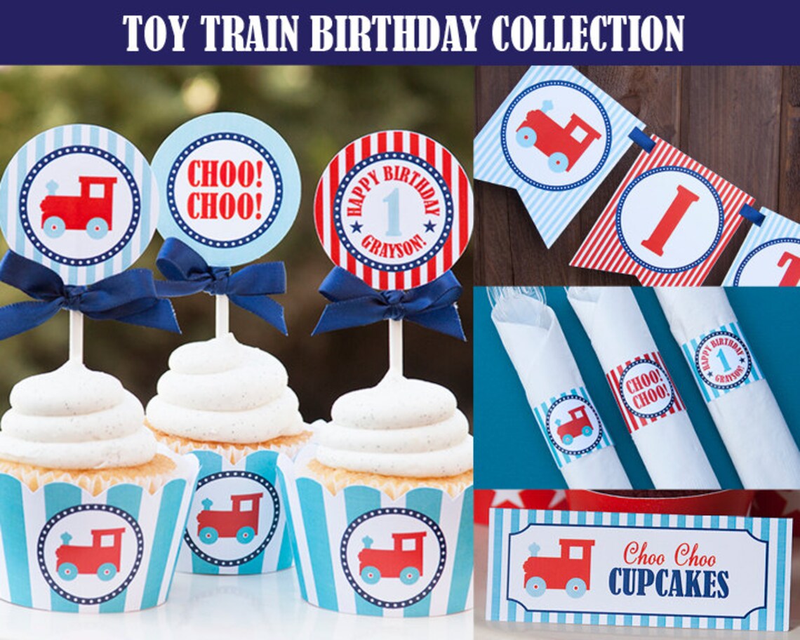 Train Wrapper Pattern Train Cupcake Wrappers, Printable PDF File, Train Party Decorations ...