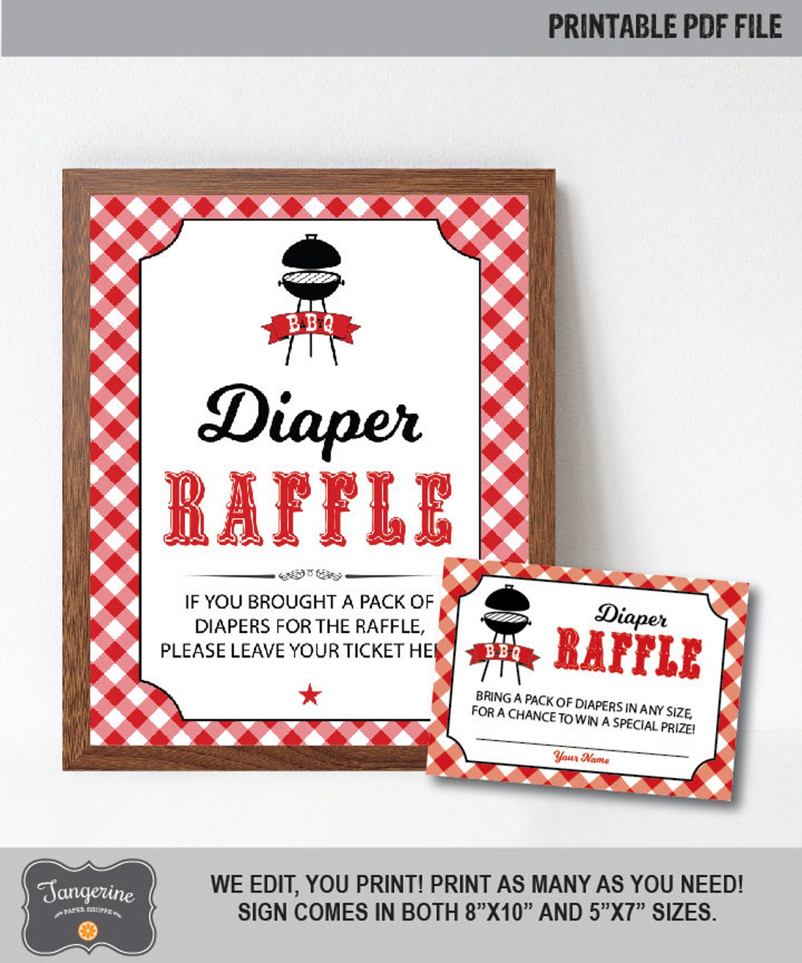 Baby Q Diaper Raffle Cards and Sign Navy Blue BBQ Baby Shower Etsy