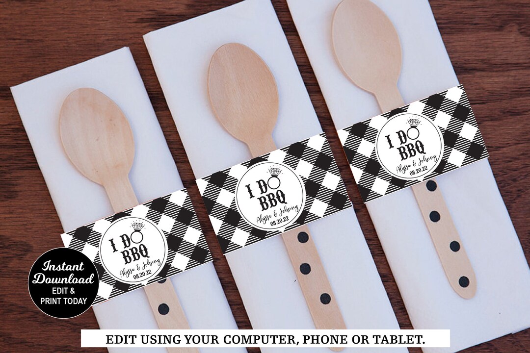 I Do BBQ Napkin Wraps, Editable I Do BBQ Napkin Rings, I Do BBQ