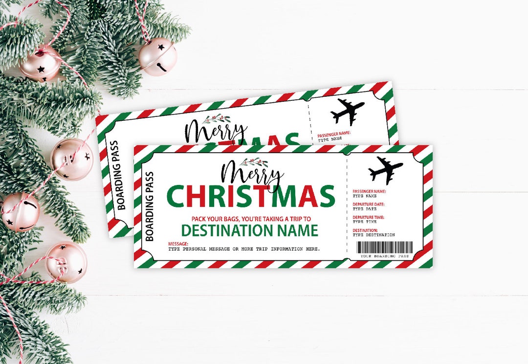 Surprise Airline Ticket Christmas Surprise Trip Reveal Editable ...