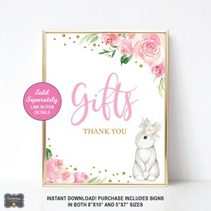 Bunny Baby Shower Invitation, Rabbit Baby Shower, Spring Baby Shower Invitation, Baby Girl, Easter Baby, Printable Invite image 4