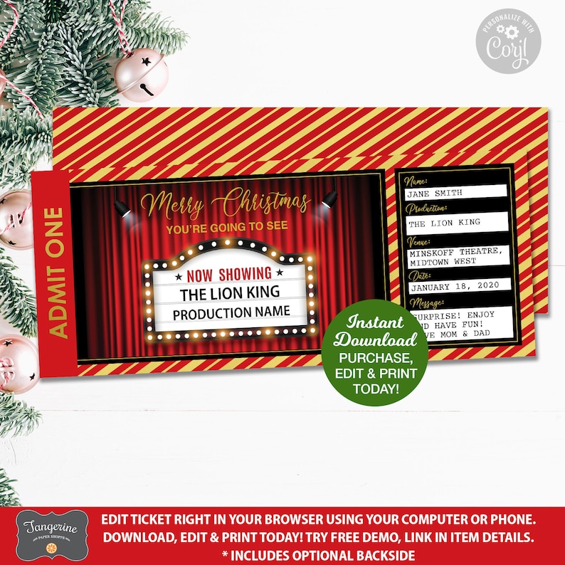Theatre Ticket Gift Christmas Gift Theater Broadway Show