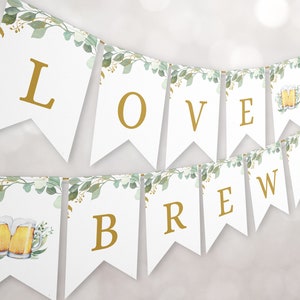 Love is Brewing Banner, Beer Wedding Shower Bunting Brewery Couples Engagement Party Decoration Bridal Shower Wedding Instant Download 0026