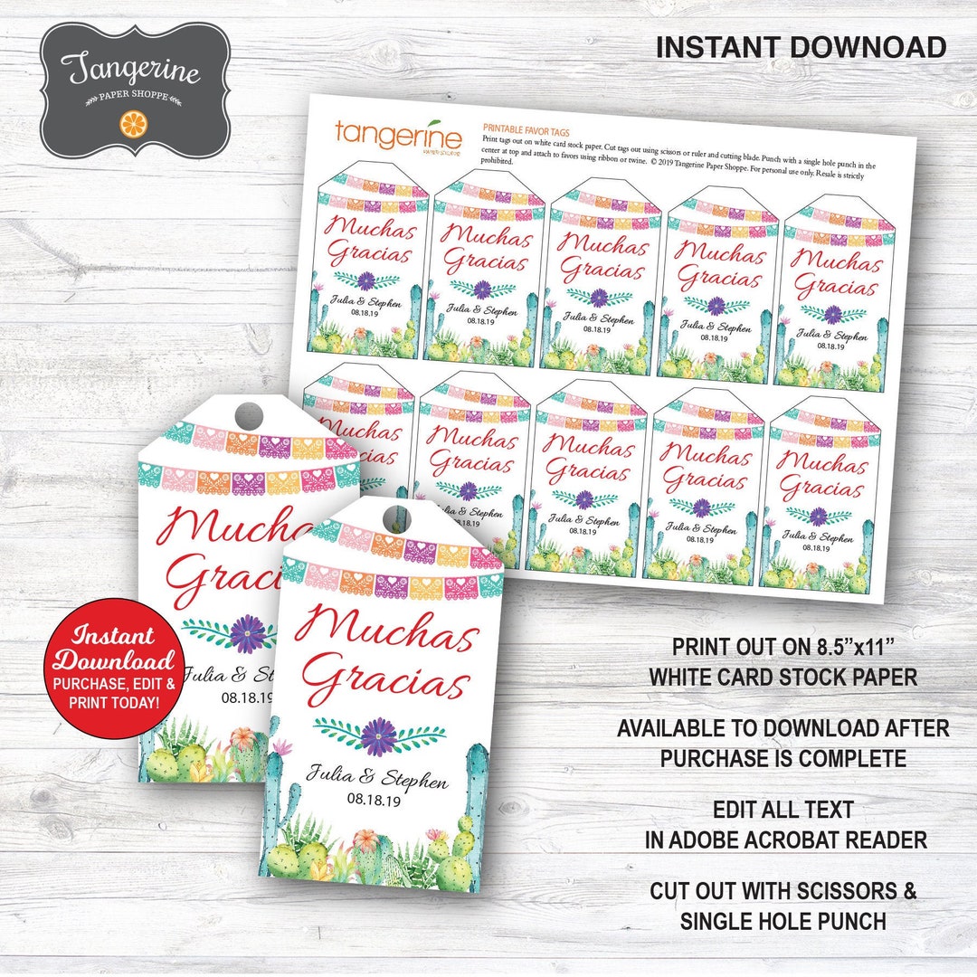 Fiesta Favor Tag, Fiesta Thank You Tags, Fiesta Engagement Thank You ...