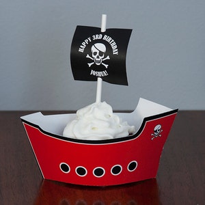 Pirate Party Cupcake Wrappers Pirate Ship Wrappers Printable PDF File INSTANT DOWNLOAD image 2