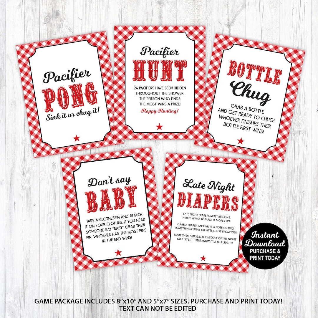 Baby Q Shower Games Package, Coed Baby Shower Games, BBQ Baby Shower