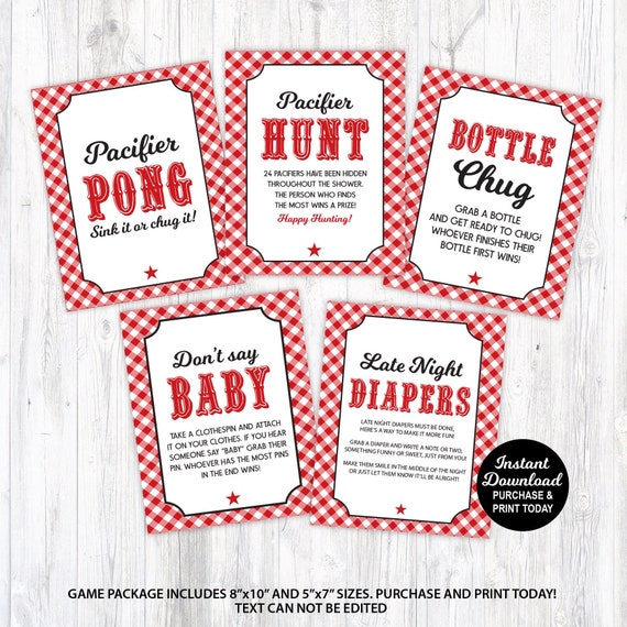 Baby Q Shower Games Package, Coed Baby Shower Games, BBQ Baby Shower