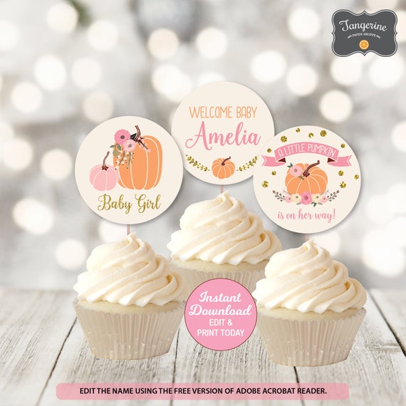 gold baby shower cupcake toppers