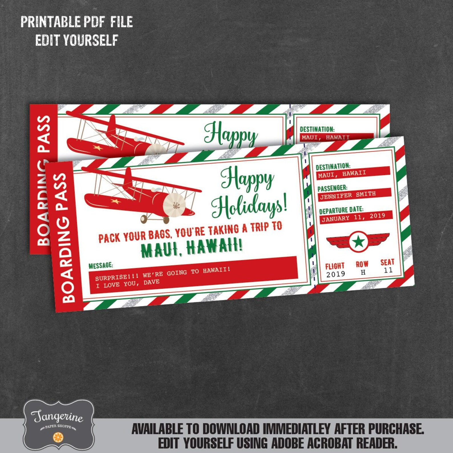 Airplane Ticket Printable Surprise Trip Ticket Boarding - Etsy