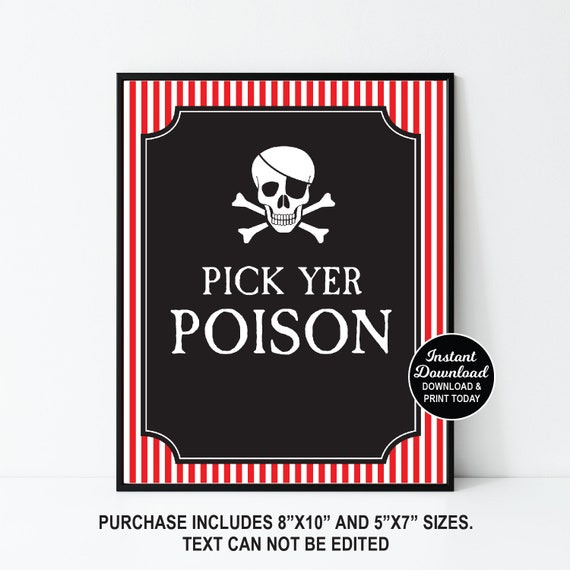 Pirate Pick Yer Poison Sign Pirate Drink Sign Pirate Birthday pirate-pick-yer-poison-sign-pirate-drink-sign-pirate-birthday