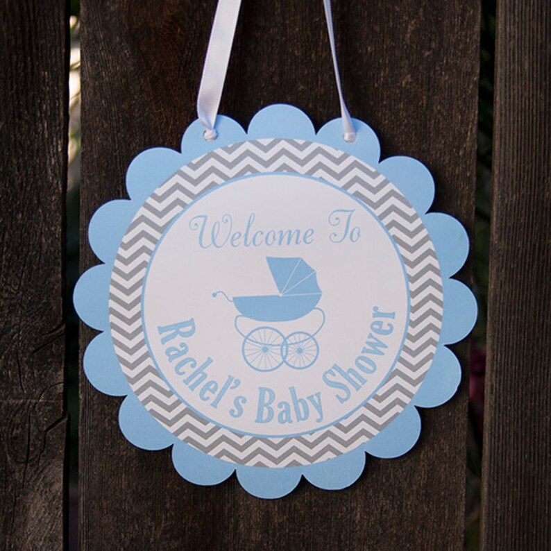 Carriage Baby Shower Door Hanger Boy Decorations Image 0