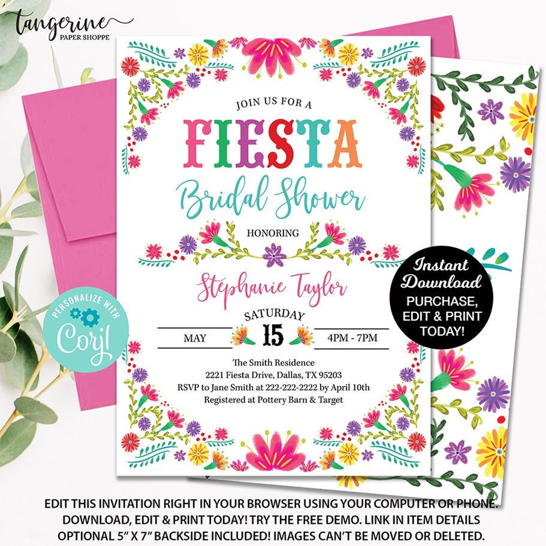 Fiesta Bridal Shower Invitation Mexican Bridal Shower Fiesta Etsy