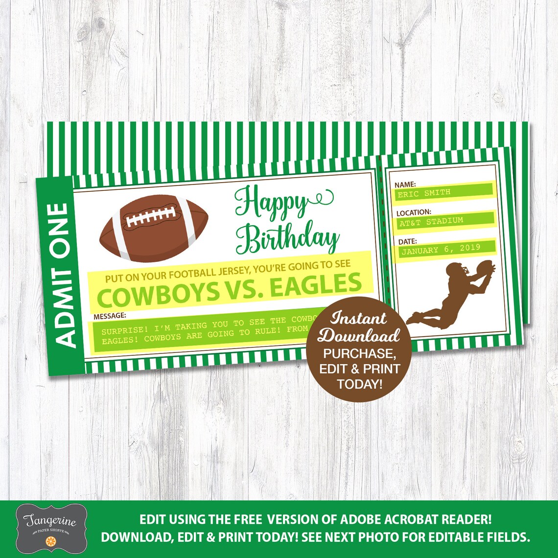 Surprise Football Ticket Football Gift Football Ticket - Etsy
