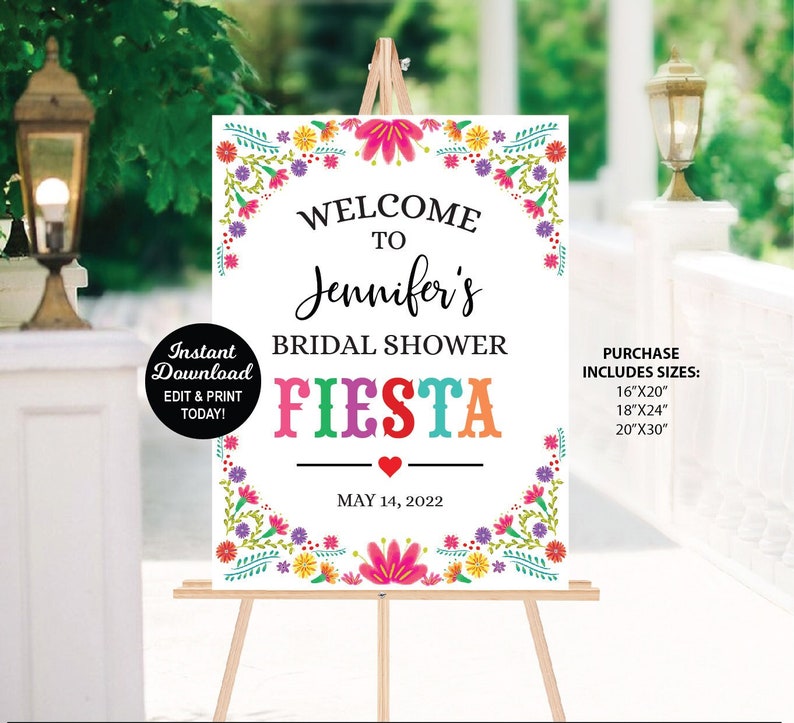 Fiesta Bridal Shower Welcome Sign, Fiesta Shower Sign, Fiesta Bridal Shower Yard Sign, Printable Easel Sign, Fiesta Poster Sign image 1