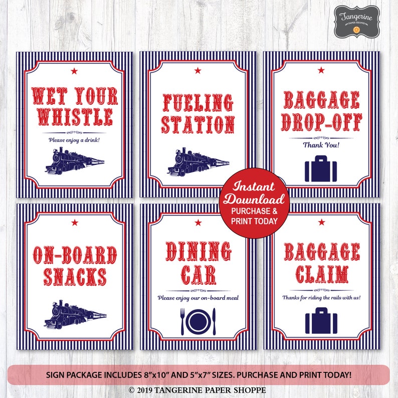 Train Birthday Signs Set Printable Train Signs Vintage Train | Etsy