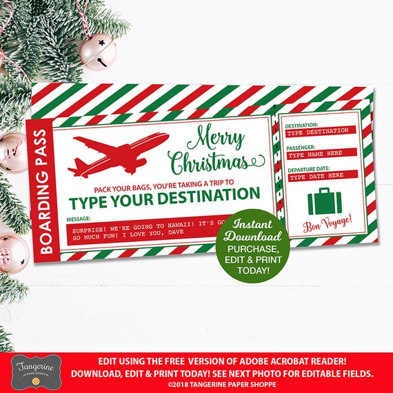 Surprise Trip Ticket, Airplane Ticket, Boarding Pass, Printable
