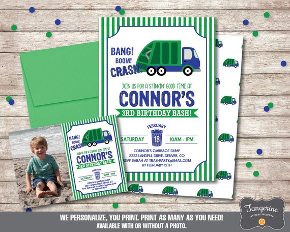 garbage truck invitations garbage truck invitations