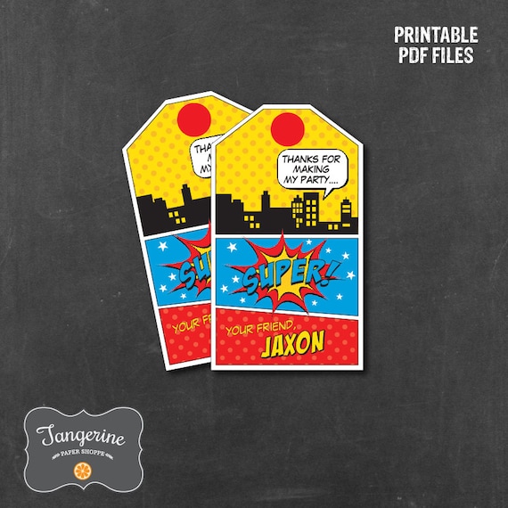 Superhero Birthday Favor Tag Superhero Birthday Decorations