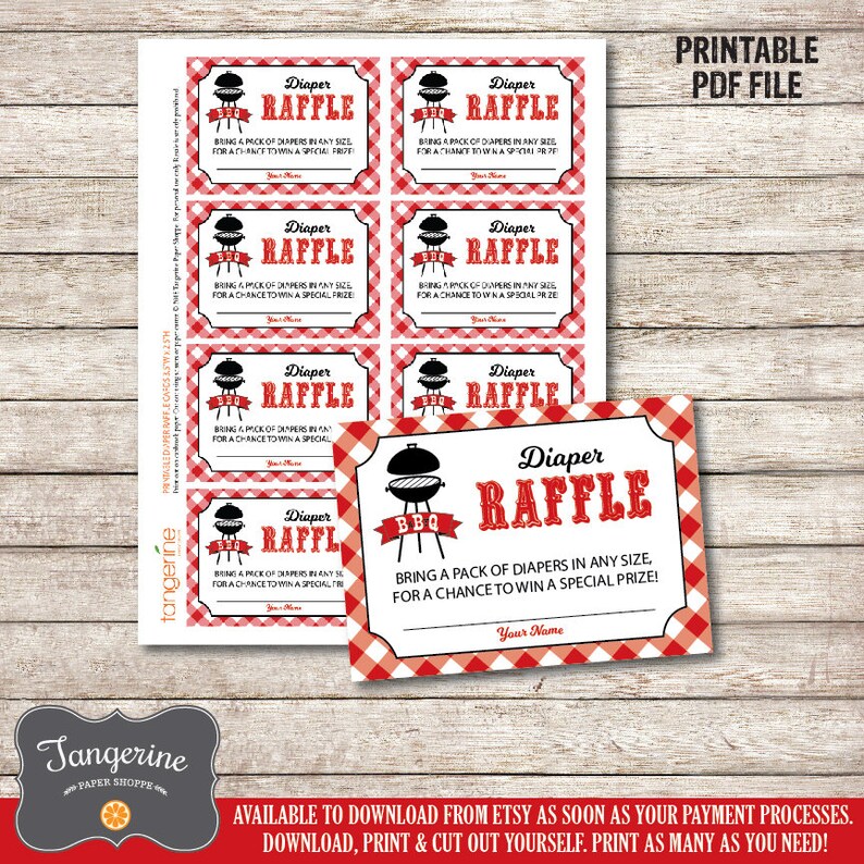 Baby Q Diaper Raffle Sign, BBQ Baby Shower Sign, Baby Q Decorations, Printable PDF File, Instant Download image 9