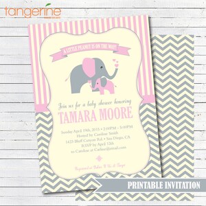 Elephant Baby Shower Diaper Raffle Cards Girl Baby Shower Printable Pink, Grey, Cream image 5