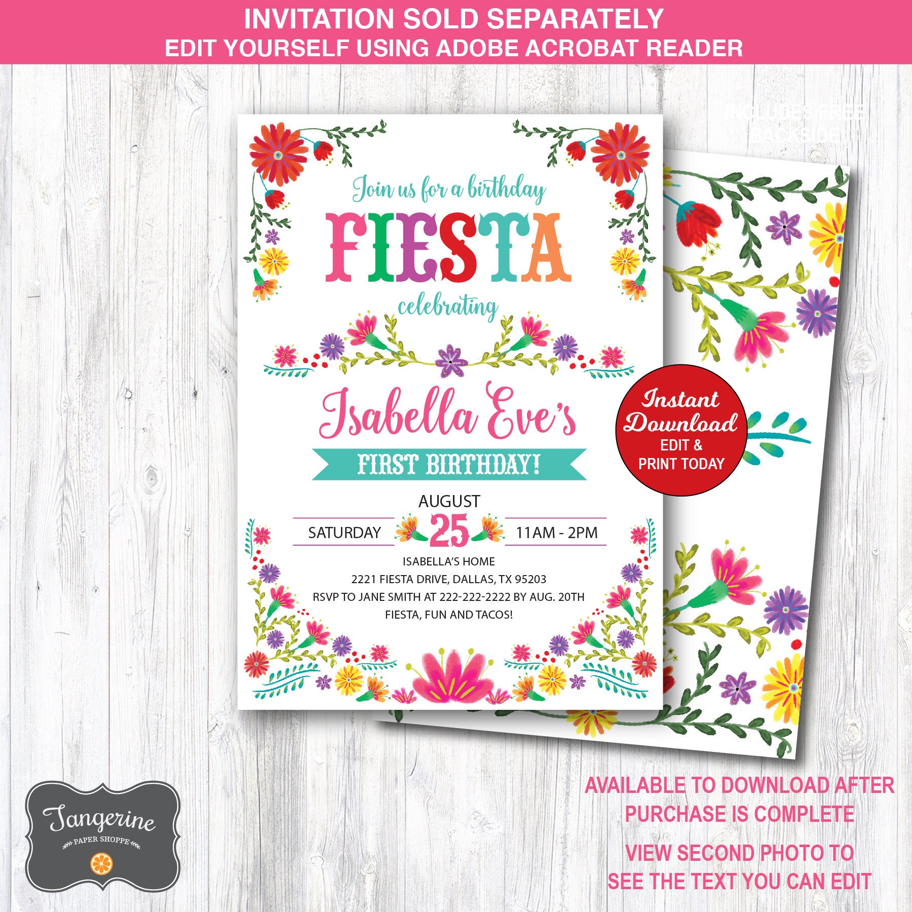 Fiesta Food Labels Printable Fiesta Birthday Decorations Etsy