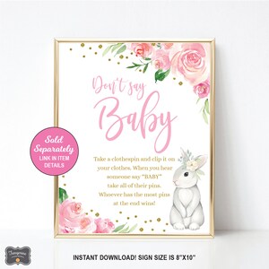 Bunny Baby Shower Invitation, Rabbit Baby Shower, Spring Baby Shower Invitation, Baby Girl, Easter Baby, Printable Invite image 6