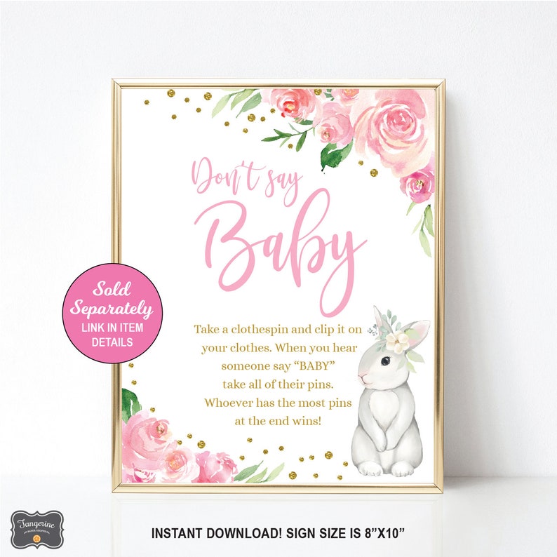 Bunny Baby Shower Invitation, Rabbit Baby Shower, Spring Baby Shower Invitation, Baby Girl, Easter Baby, Printable Invite image 6