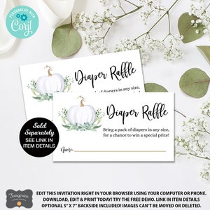 White Pumpkin Baby Shower Invitation, Fall Baby Shower, Little Pumpkin, Greenery Baby Shower Invitation, Plaid, Editable Invitation image 5