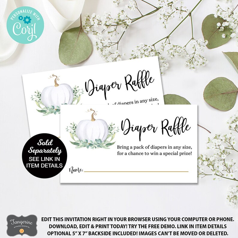 White Pumpkin Baby Shower Invitation, Fall Baby Shower, Little Pumpkin, Greenery Baby Shower Invitation, Plaid, Editable Invitation image 5
