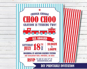 Train Birthday Invitation - Toy Train Birthday Invitation - DIY Printable Invitation