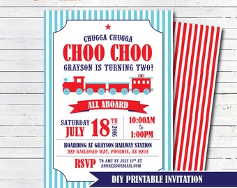 Train Birthday Invite Boarding Pass Ticket Invitation - Etsy