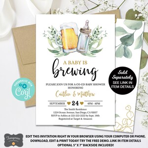 Thank You for Coming Sign, A Baby is Brewing Favor Sign, Beer Baby Shower Thank You Sign, Beer Favor, Coed Baby Shower, Printable Sign image 2