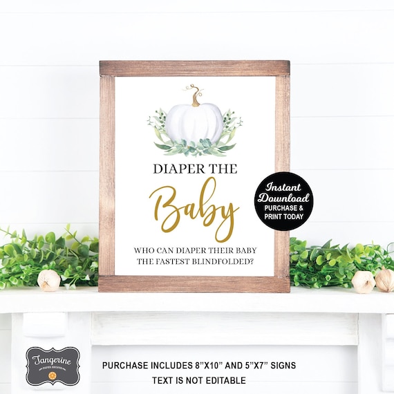 Blindfolded Diaper Changing Game, Diaper the Baby Game, Pumpkin Baby Shower Game, Coed Baby Shower Game, Couples Game, Printable Diaper Game Il_570xn